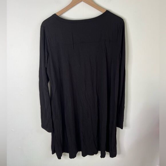 JOAN VASS Tunic Top Size 3 (US 16/18) Black NWOT Stretch Long Sleeve Scoop Neck - Picture 6 of 10